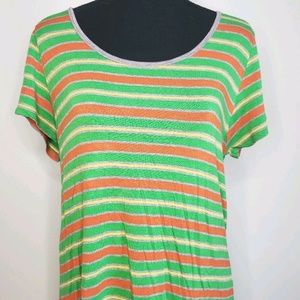 Women's LuLaRoe Striped Green Tunic Top Size M